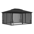 Steel Frame Gazebo with Nets 9.8x13.1ft Anthracite Outdoor Canopy Tent B366
