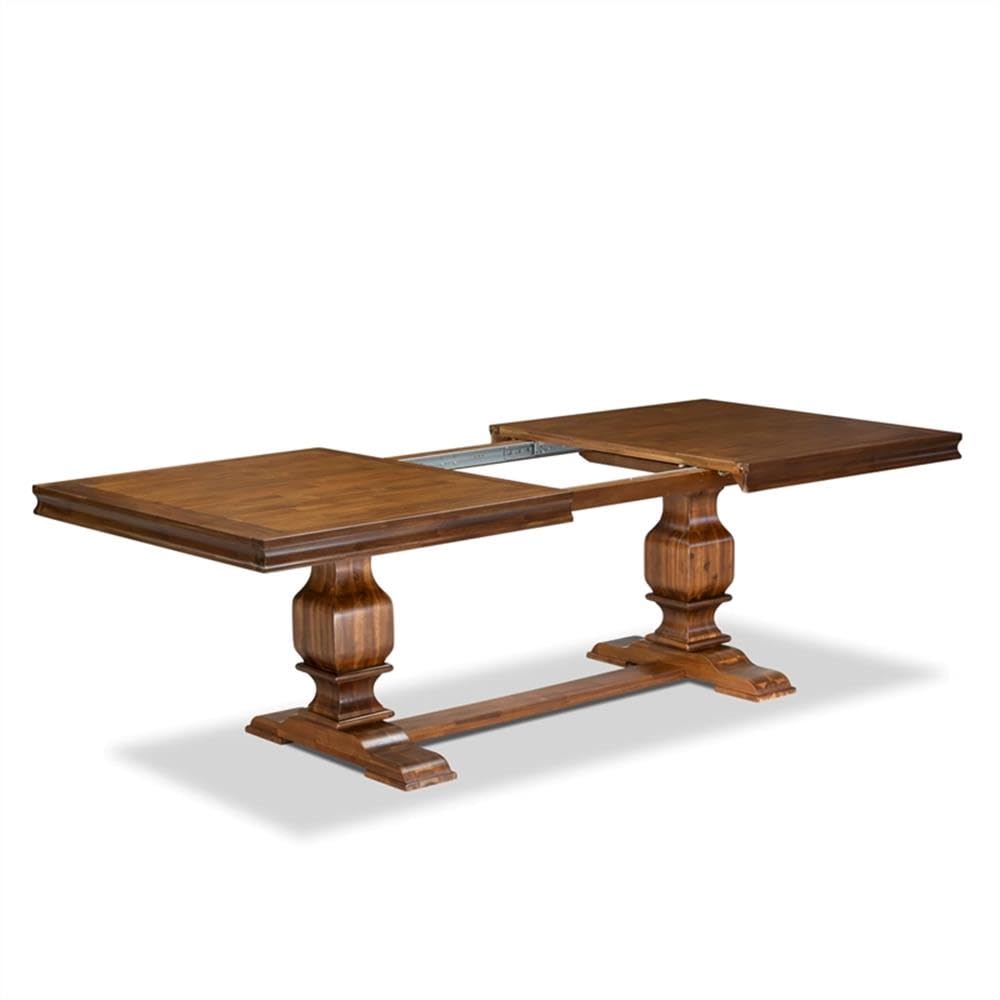 9-Piece Acacia Wood Dining Table Set with Faux Leather Chairs F52500