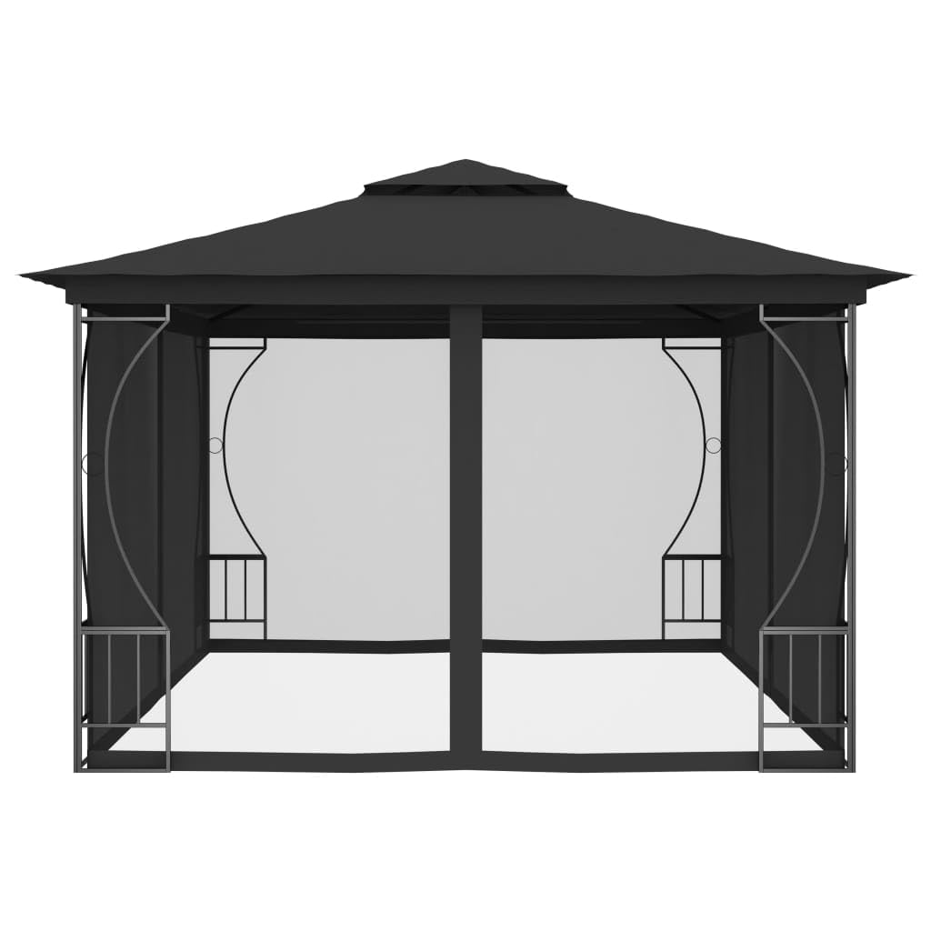 Steel Frame Gazebo with Nets 9.8x13.1ft Anthracite Outdoor Canopy Tent B366