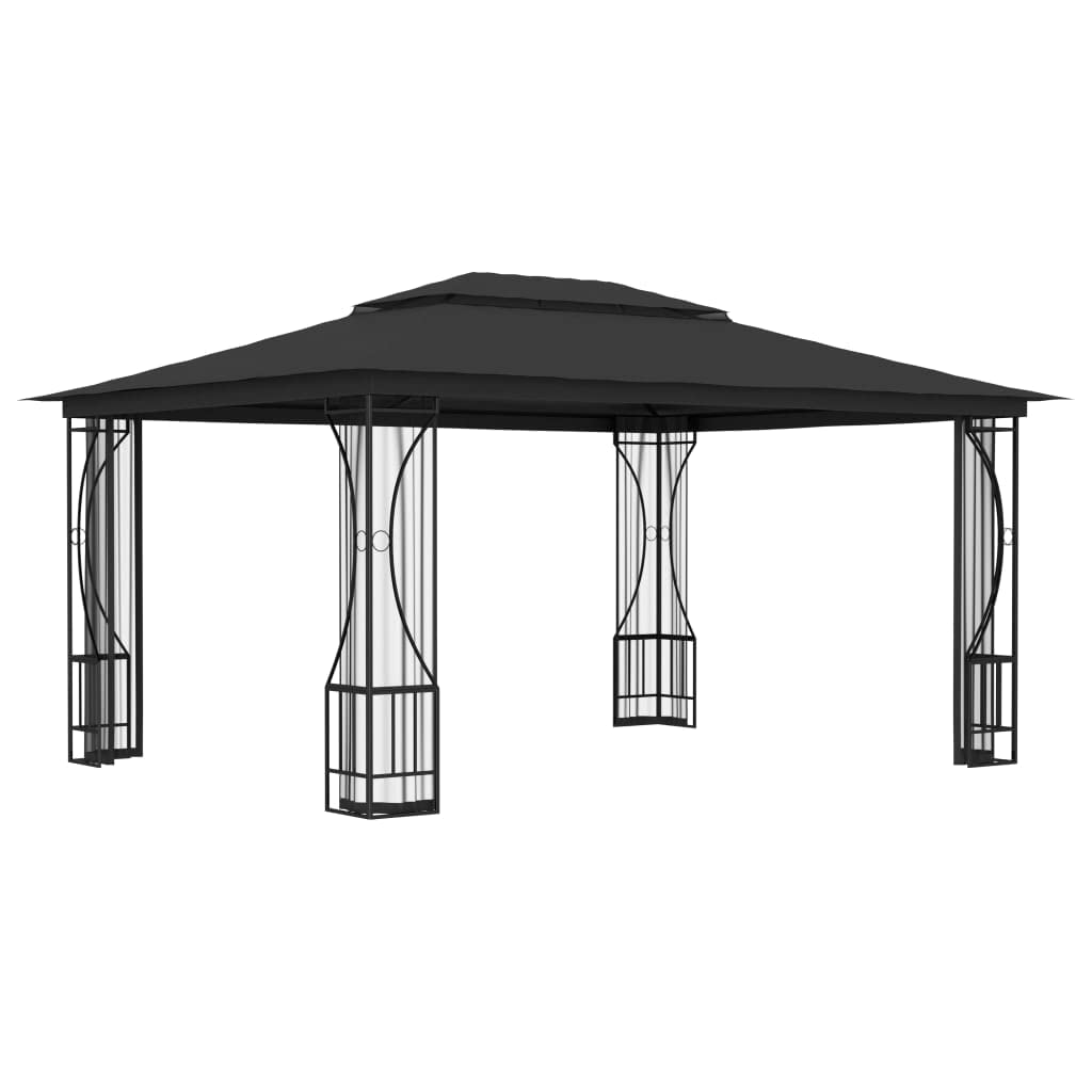 Steel Frame Gazebo with Nets 9.8x13.1ft Anthracite Outdoor Canopy Tent B366