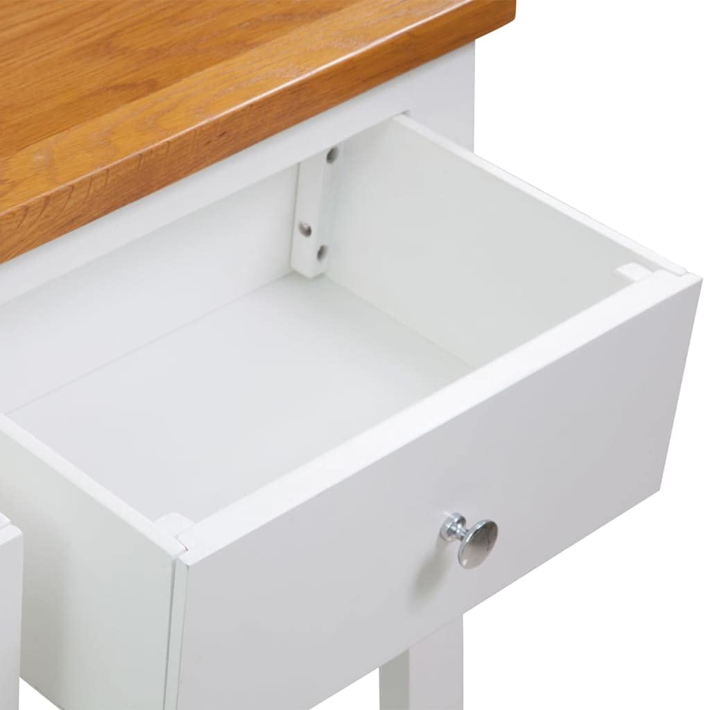 Solid Oak Wood Console Table with 2 Drawers and Shelf H865