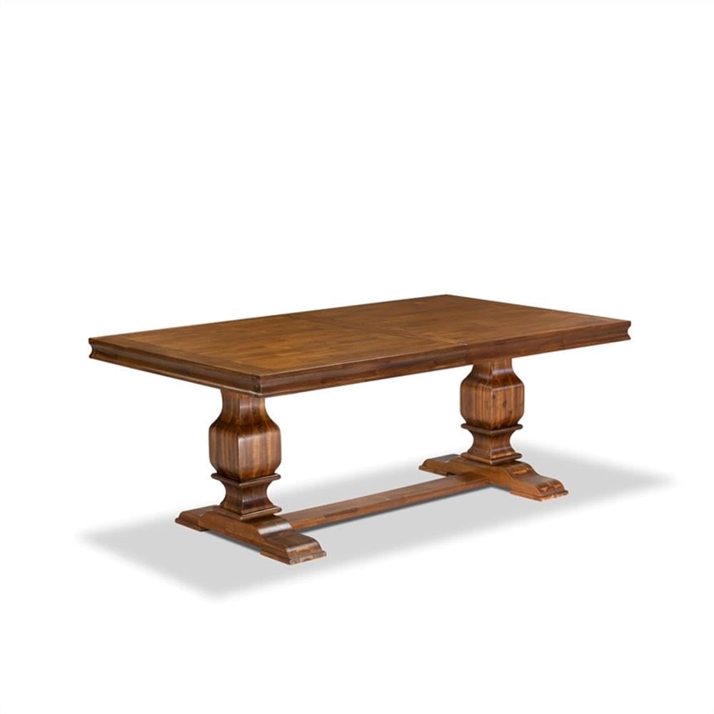 9-Piece Acacia Wood Dining Table Set with Faux Leather Chairs F52500