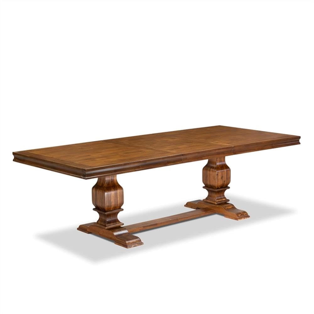 9-Piece Acacia Wood Dining Table Set with Faux Leather Chairs F52500
