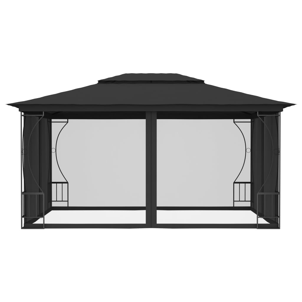 Steel Frame Gazebo with Nets 9.8x13.1ft Anthracite Outdoor Canopy Tent B366