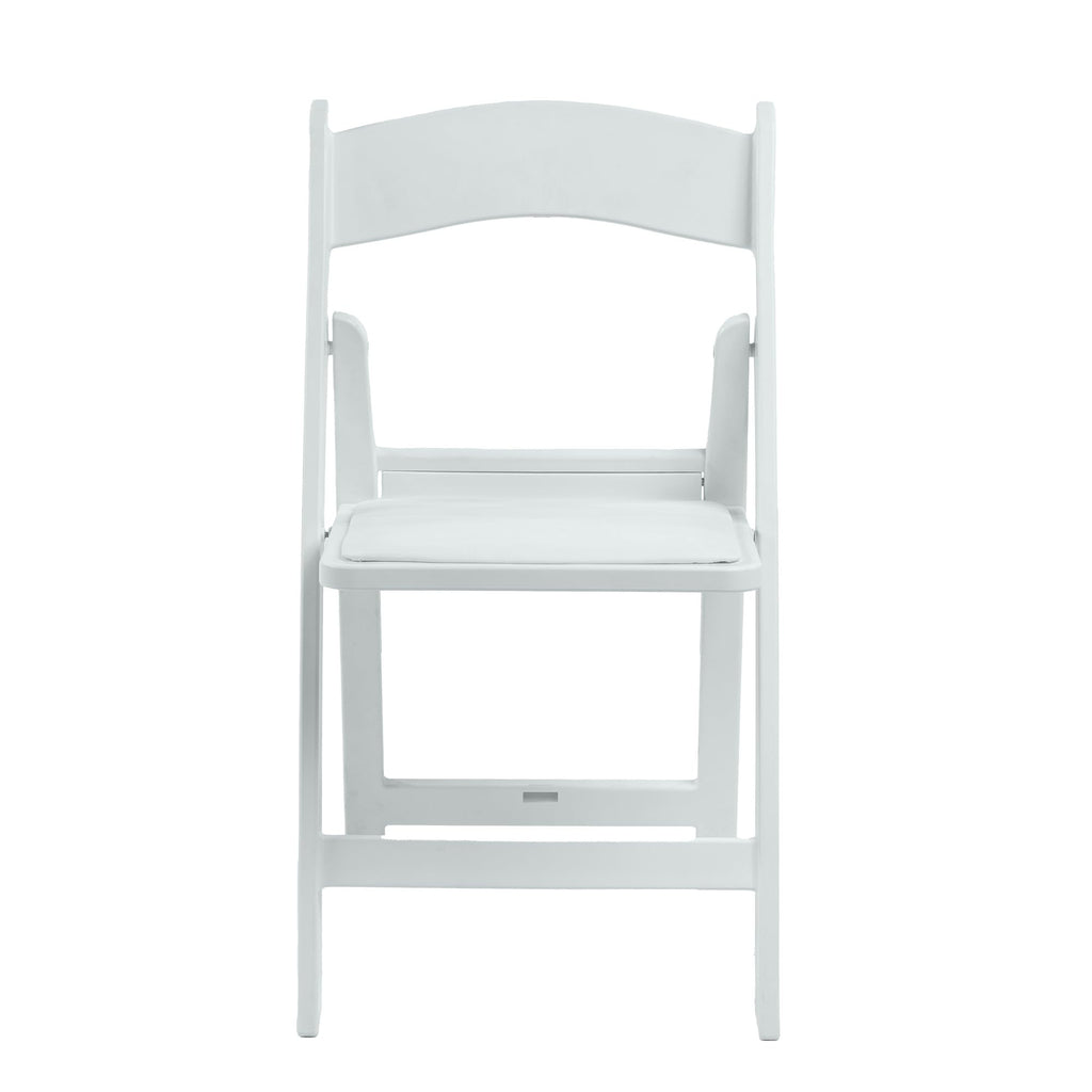 White Resin Folding Chairs with Cushion, 10 Pack M243376
