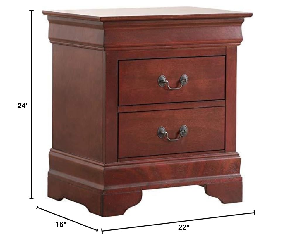 Cherry Finish 2 Drawer Engineered Wood Nightstand G694731