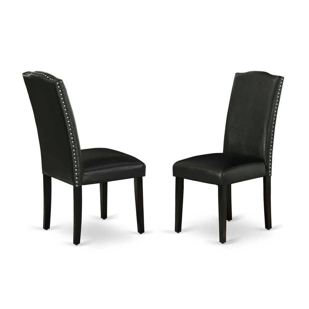 Black Faux Leather Dining Chairs Set of 2 H415