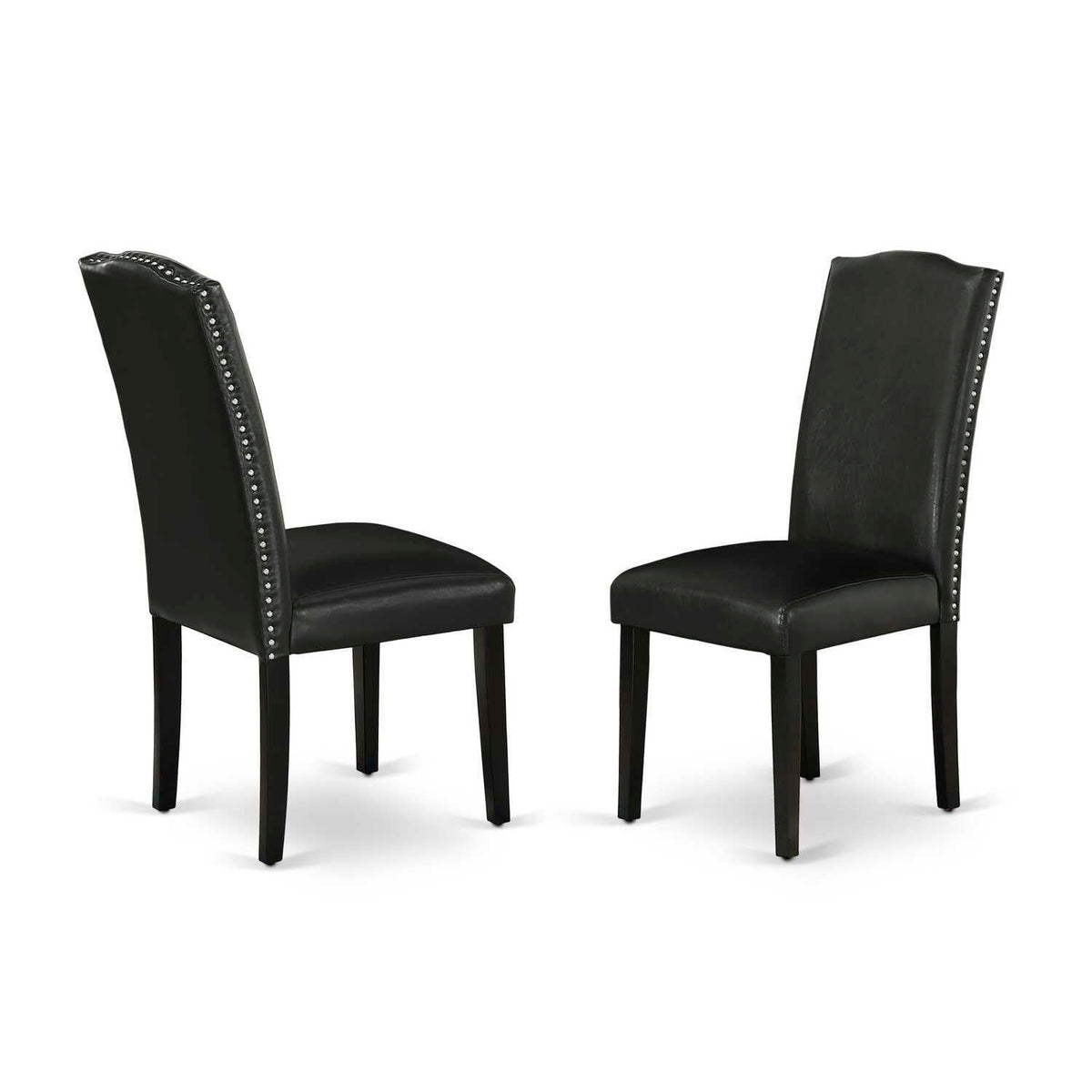 Black Faux Leather Dining Chairs Set of 2 H415
