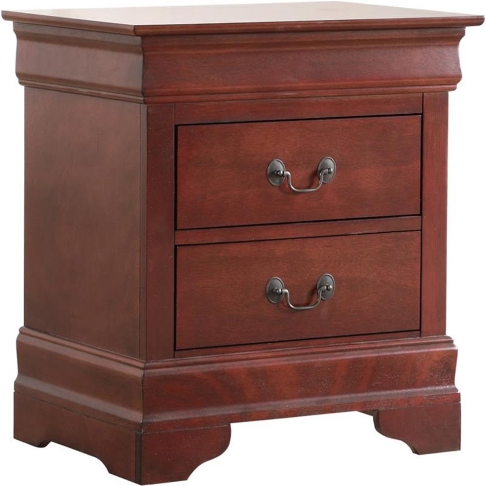 Cherry Finish 2 Drawer Engineered Wood Nightstand G694731