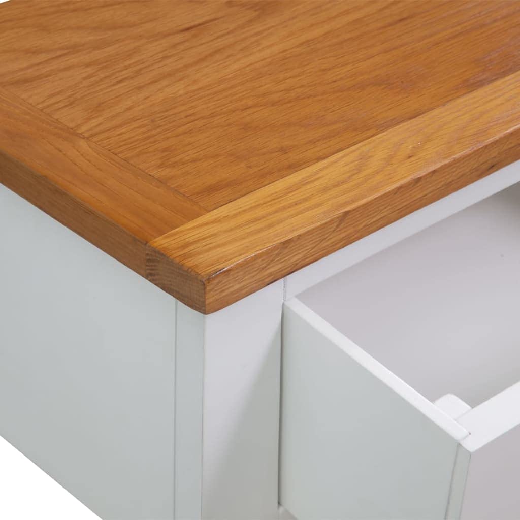 Solid Oak Wood Console Table with 2 Drawers and Shelf H865