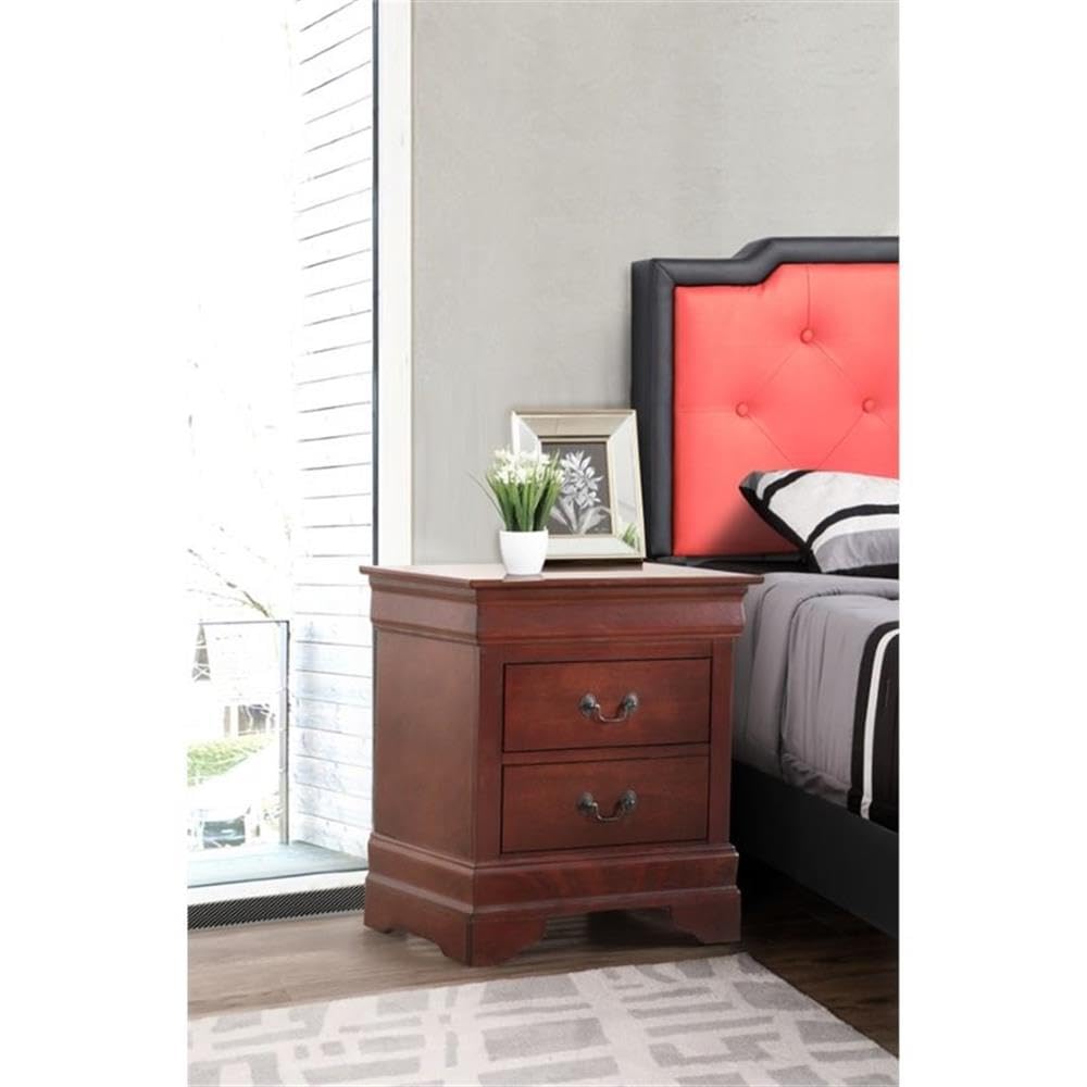 Cherry Finish 2 Drawer Engineered Wood Nightstand G694731