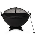 32in Cast Iron Wood Burning Fire Pit with Screen and Poker S340085