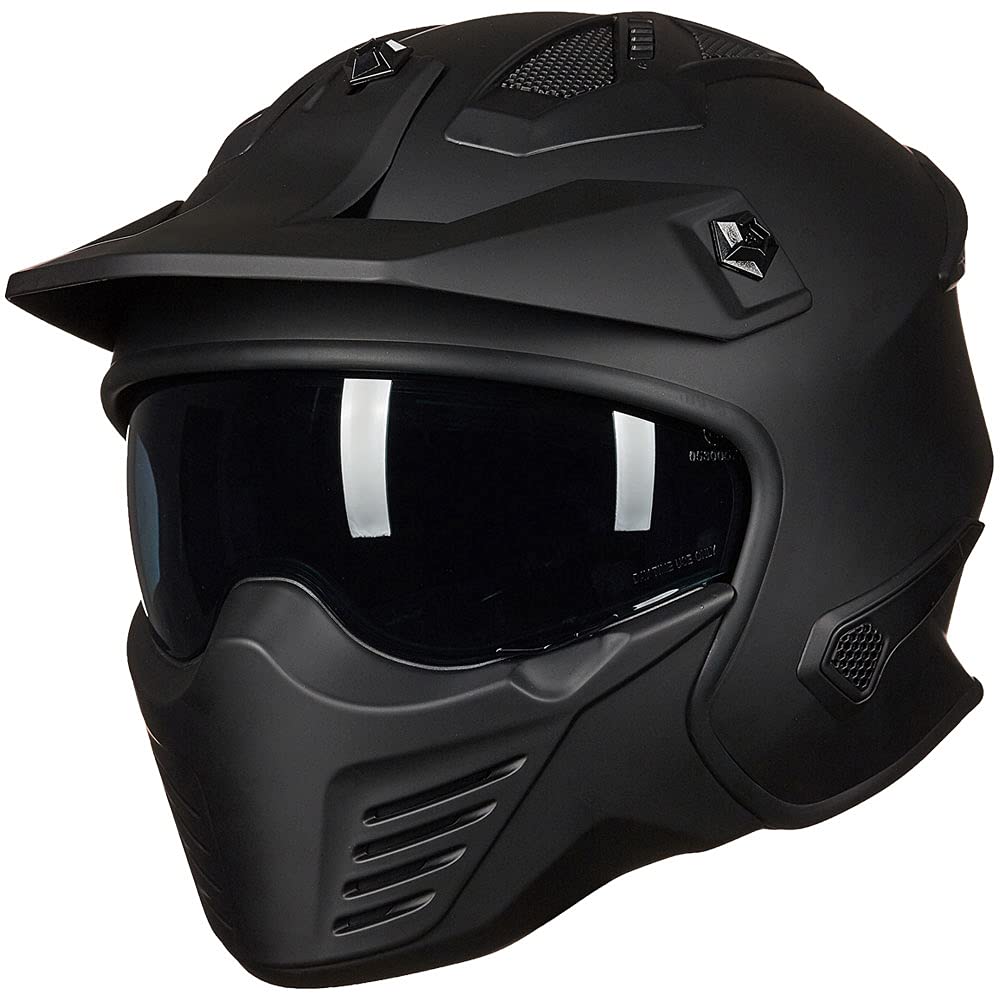 Open Face 3/4 Half Motorcycle Helmet DOT Matte Black M D8726