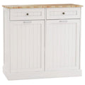 White Wooden Tilt Out Trash Can Cabinet with 2 Drawers I755