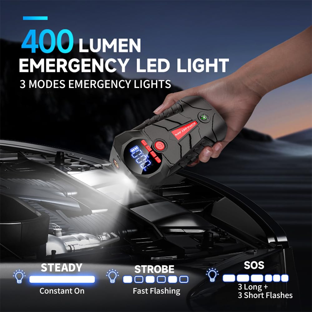 4-in-1 Car Battery Jump Starter with 150PSI Tire Inflator Y27759