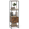 5-Tier Bookshelf with Drawer Narrow Bookcase D414