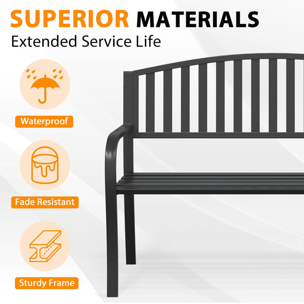 50" Anti-Rust Weatherproof Outdoor Bench Q140