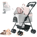Pink Gray Pet Stroller with Detachable Carrier Y1884