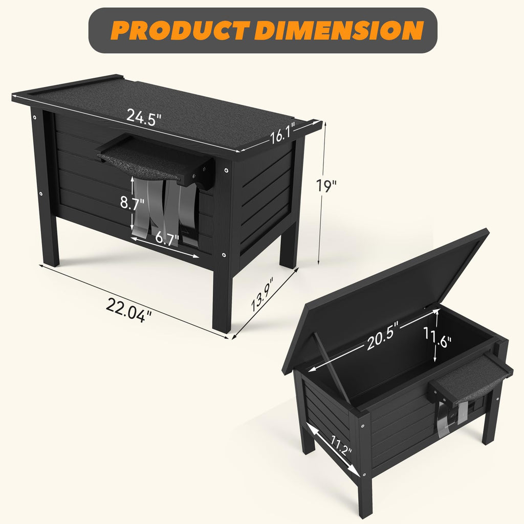 Weatherproof Insulated Solid Wood Outdoor Cat House Z2856
