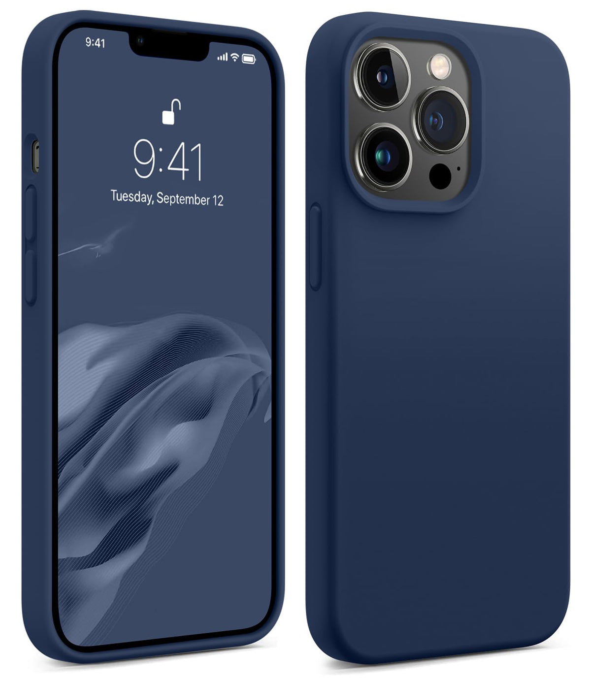 Magnetic Silicone Phone Case with Microfiber Lining, 6.7 inch, Navy Blue R510