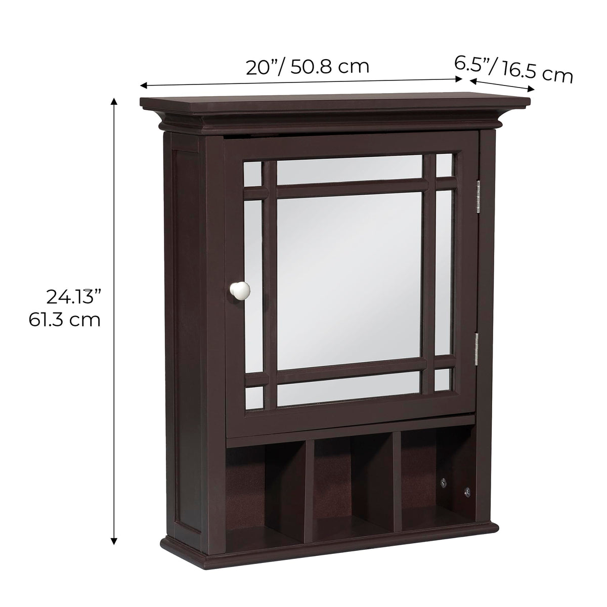 Espresso Wooden Over the Toilet Bathroom Medicine Cabinet with Mirror M429