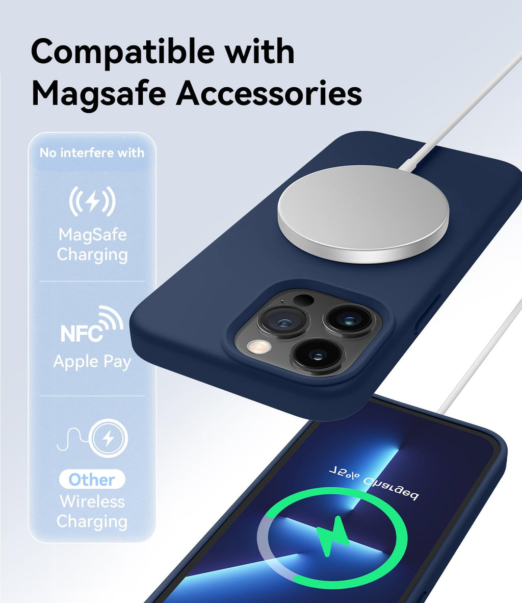 Magnetic Silicone Phone Case with Microfiber Lining, 6.7 inch, Navy Blue R510