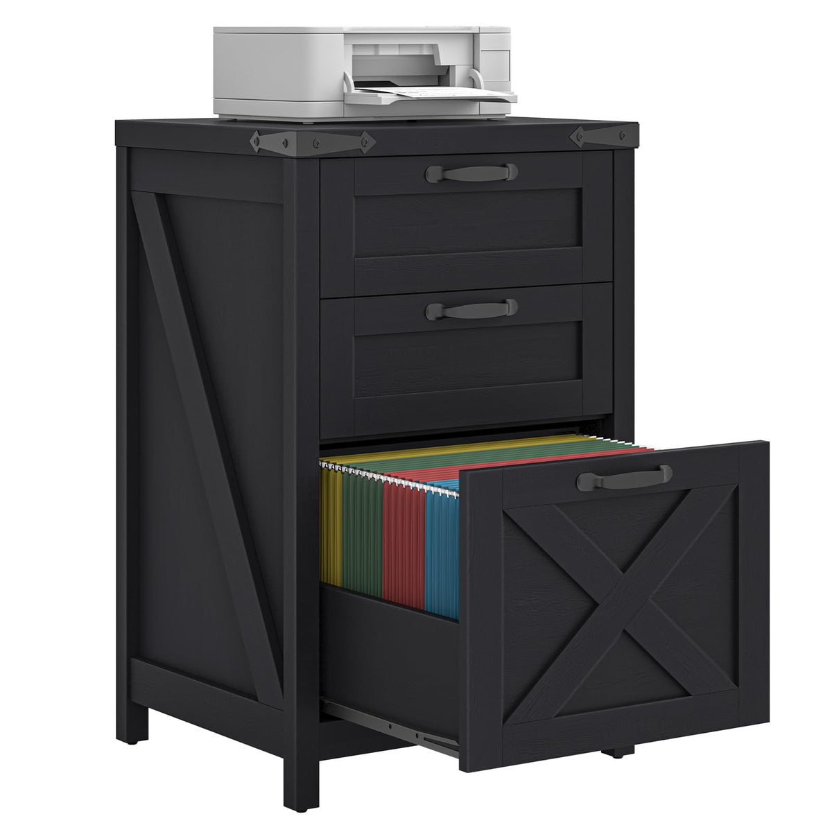 Black 3 Drawer File Cabinet Z517
