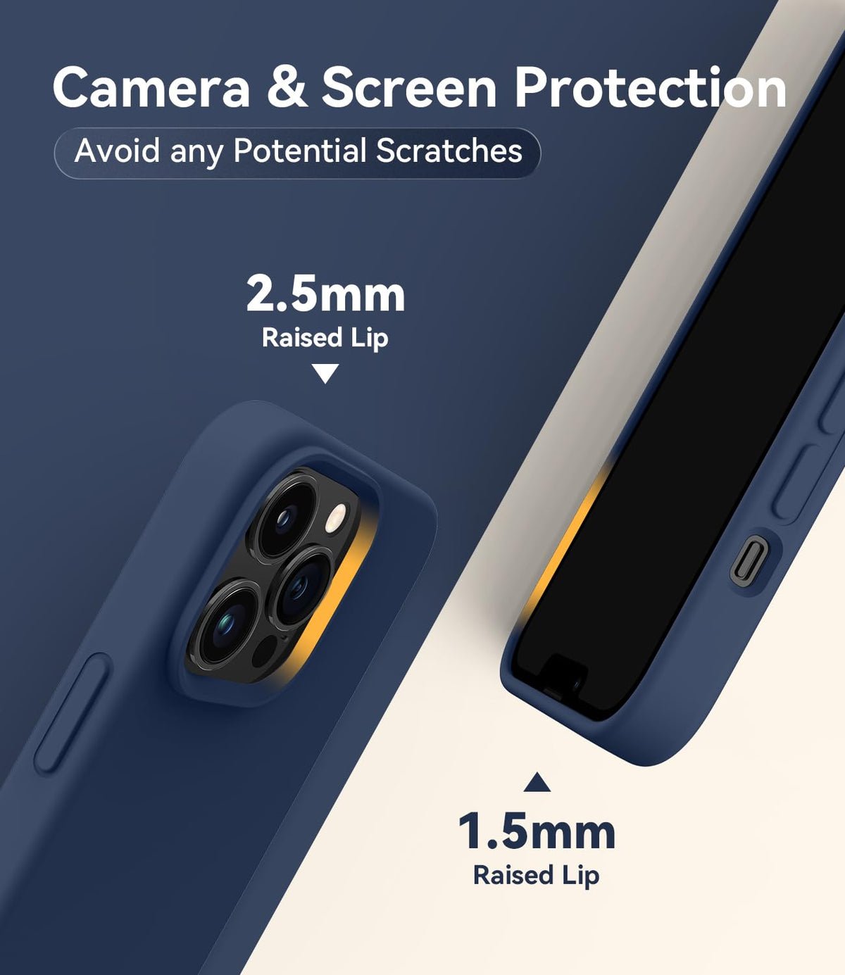 Magnetic Silicone Phone Case with Microfiber Lining, 6.7 inch, Navy Blue R510