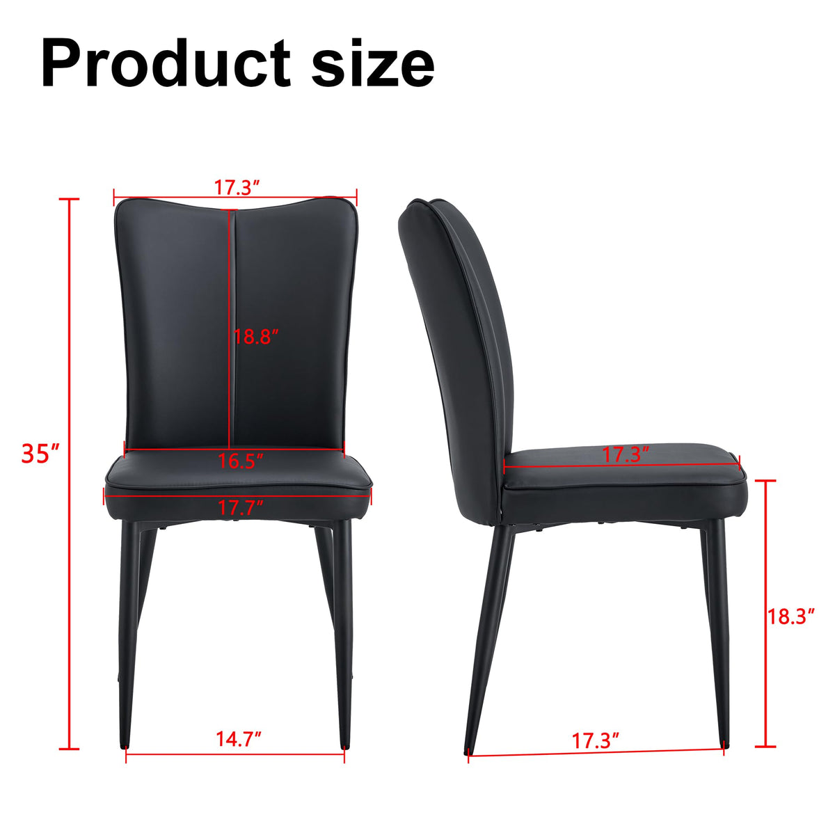 Black Faux PU Leather Dining Chairs Set of 4 Z76616