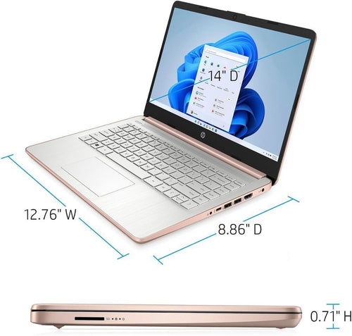14" Laptop, Intel Celeron N4120, 8GB RAM, 64GB eMMC, Windows 11 Home, Rose Gold H414833