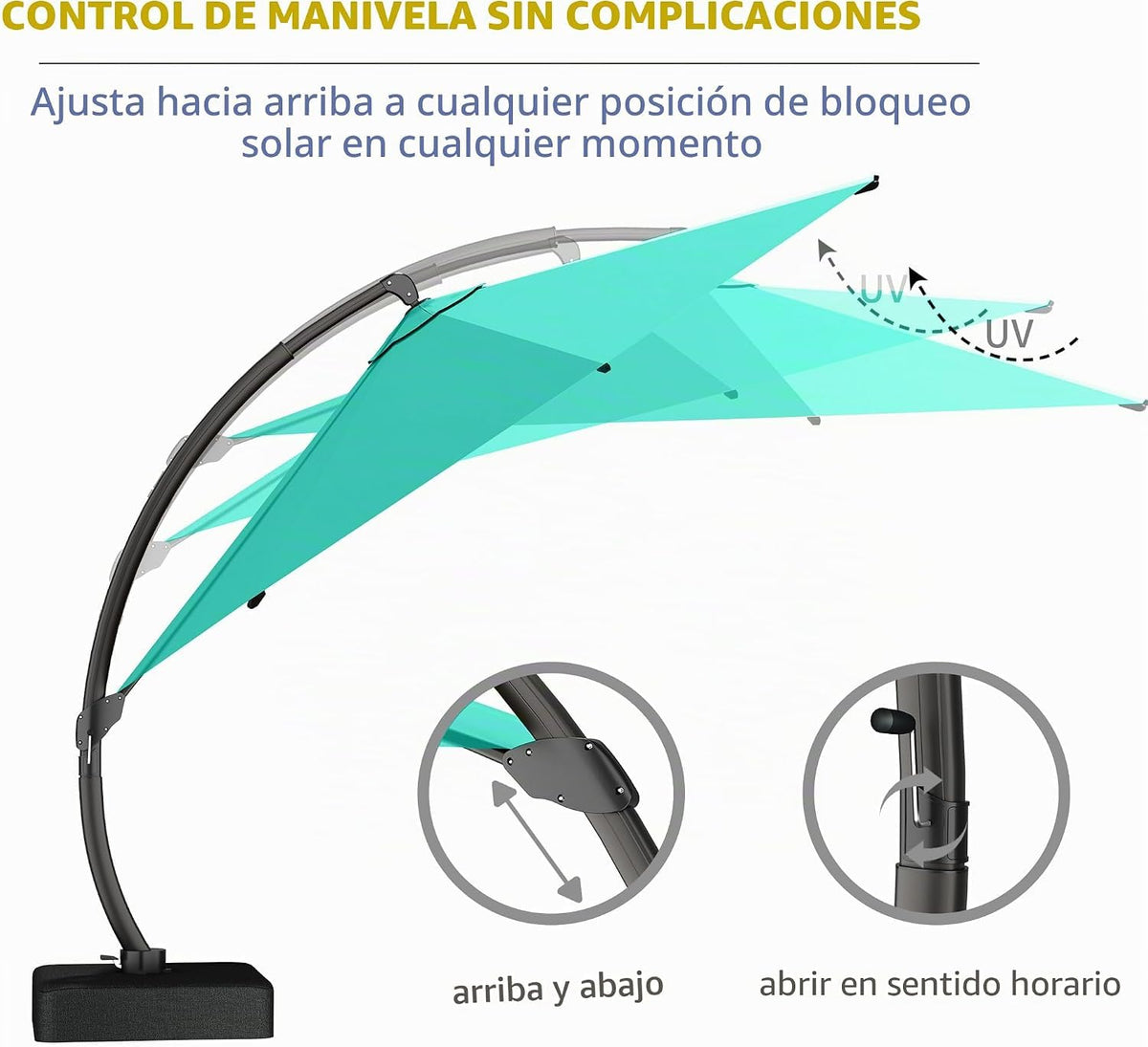 11ft Turquoise Blue Offset Cantilever Patio Umbrella with Base V59258