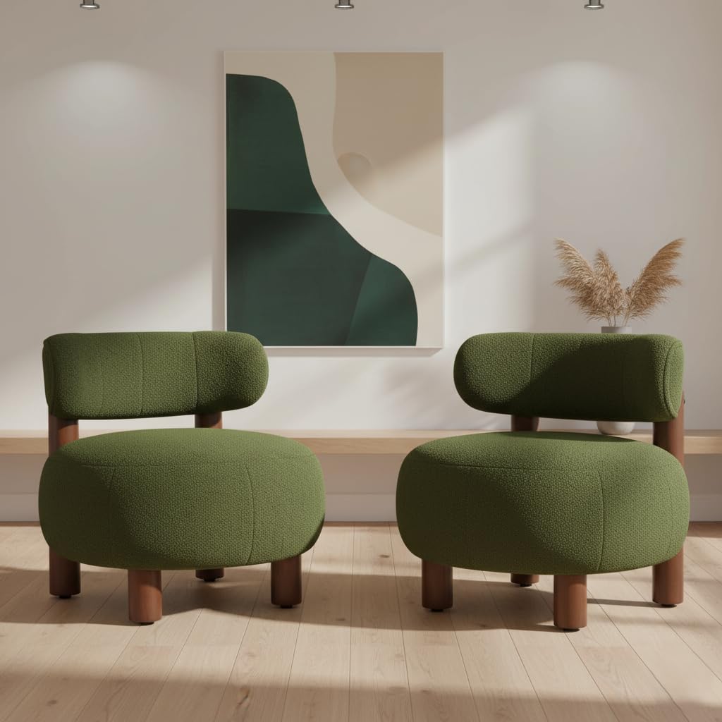 Green Boucle Accent Chair Set of 2 J235178