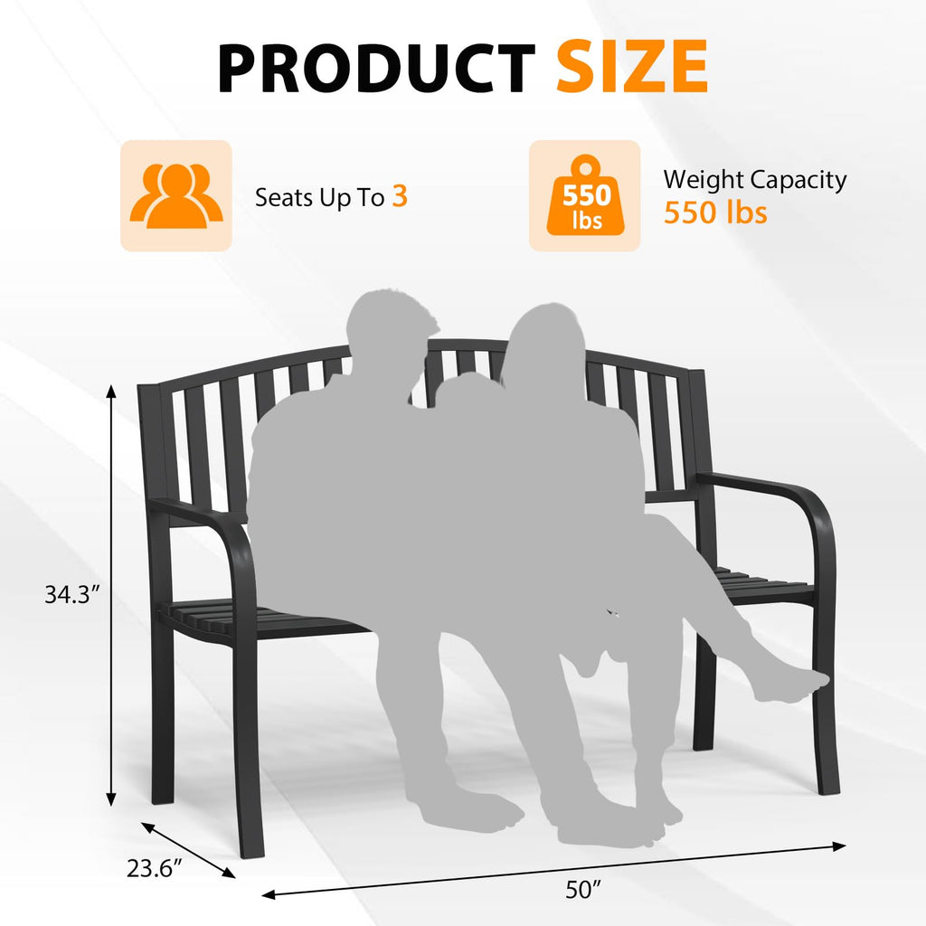 50" Anti-Rust Weatherproof Outdoor Bench Q140