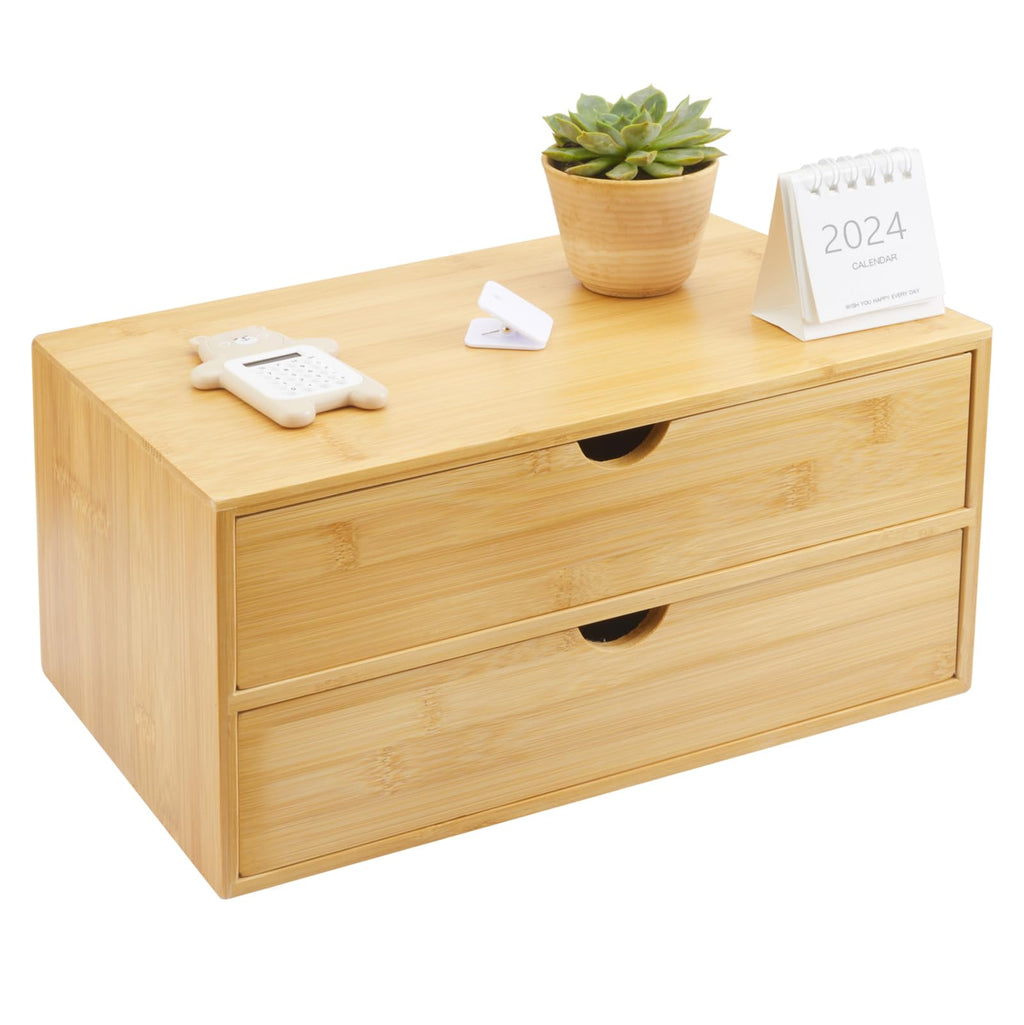 Bamboo Desk Organizer with Drawers K1311