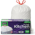 120 Count 18 Gallon White Heavy-Duty Drawstring Trash Bags M5842