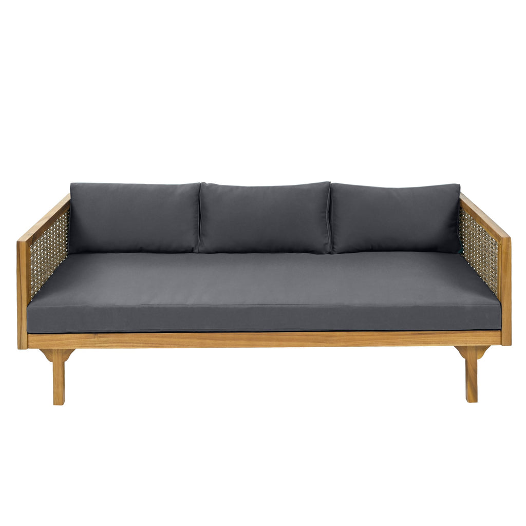 Acacia Wood 3-Seater Patio Sofa with Cushions G676399