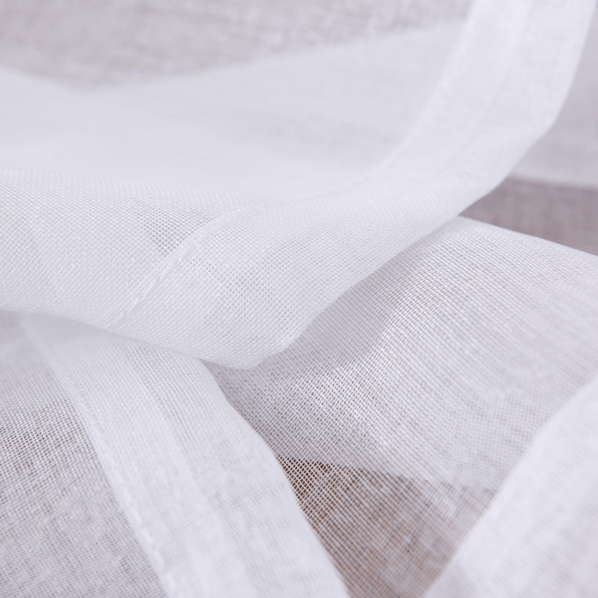 White 95 Inches Long Rod Pocket Sheer Curtains Set of 2 S375