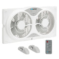 9 Inch Dual Window Fan with Remote Control, 3-Speed, White Z79948