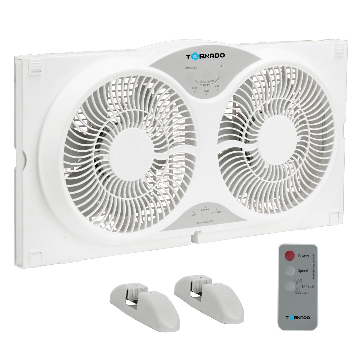 9 Inch Dual Window Fan with Remote Control, 3-Speed, White Z79948