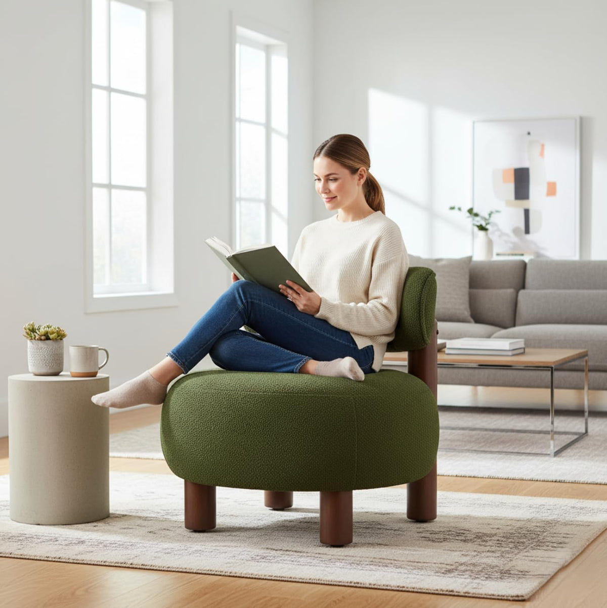 Green Boucle Accent Chair Set of 2 J235178