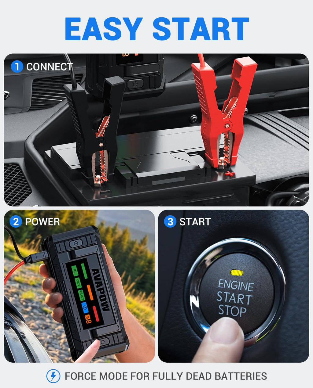 10000A Portable Battery Jumper Starter with 4" HD Display U100