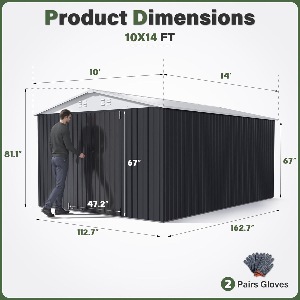 9.3x13.5 FT Outdoor Storage Shed W934