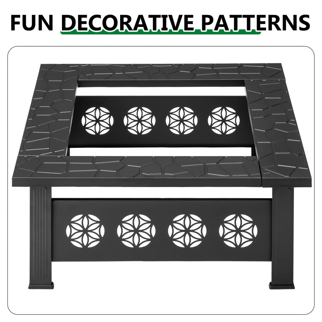 32 Inch Square Wood Burning Fire Pit Table M43669