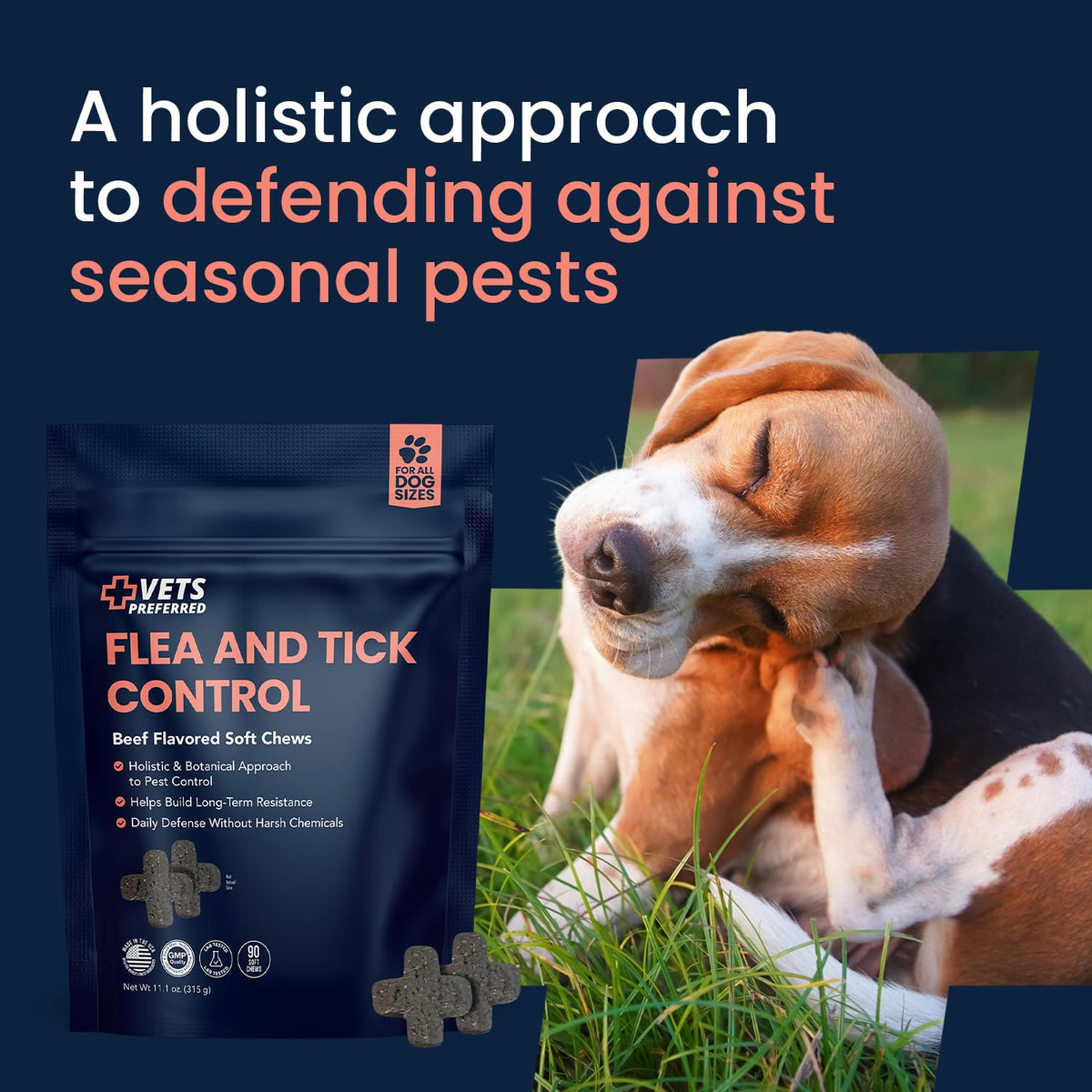 Chewable Flea and Tick Prevention for Dogs 90 Ct P551