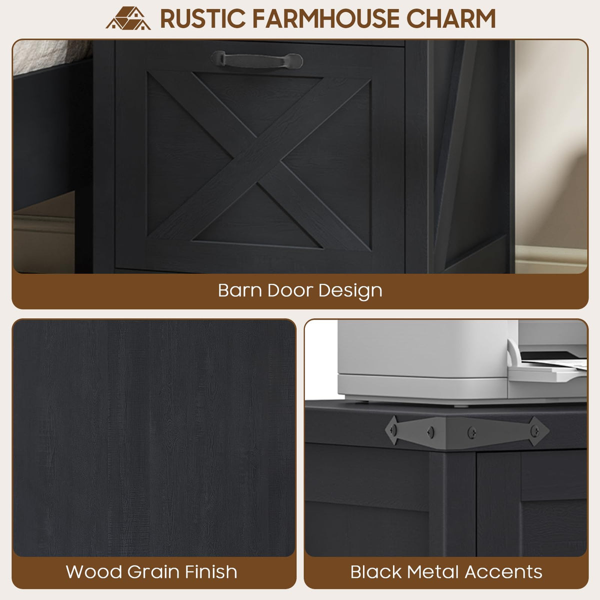 Black 3 Drawer File Cabinet Z517