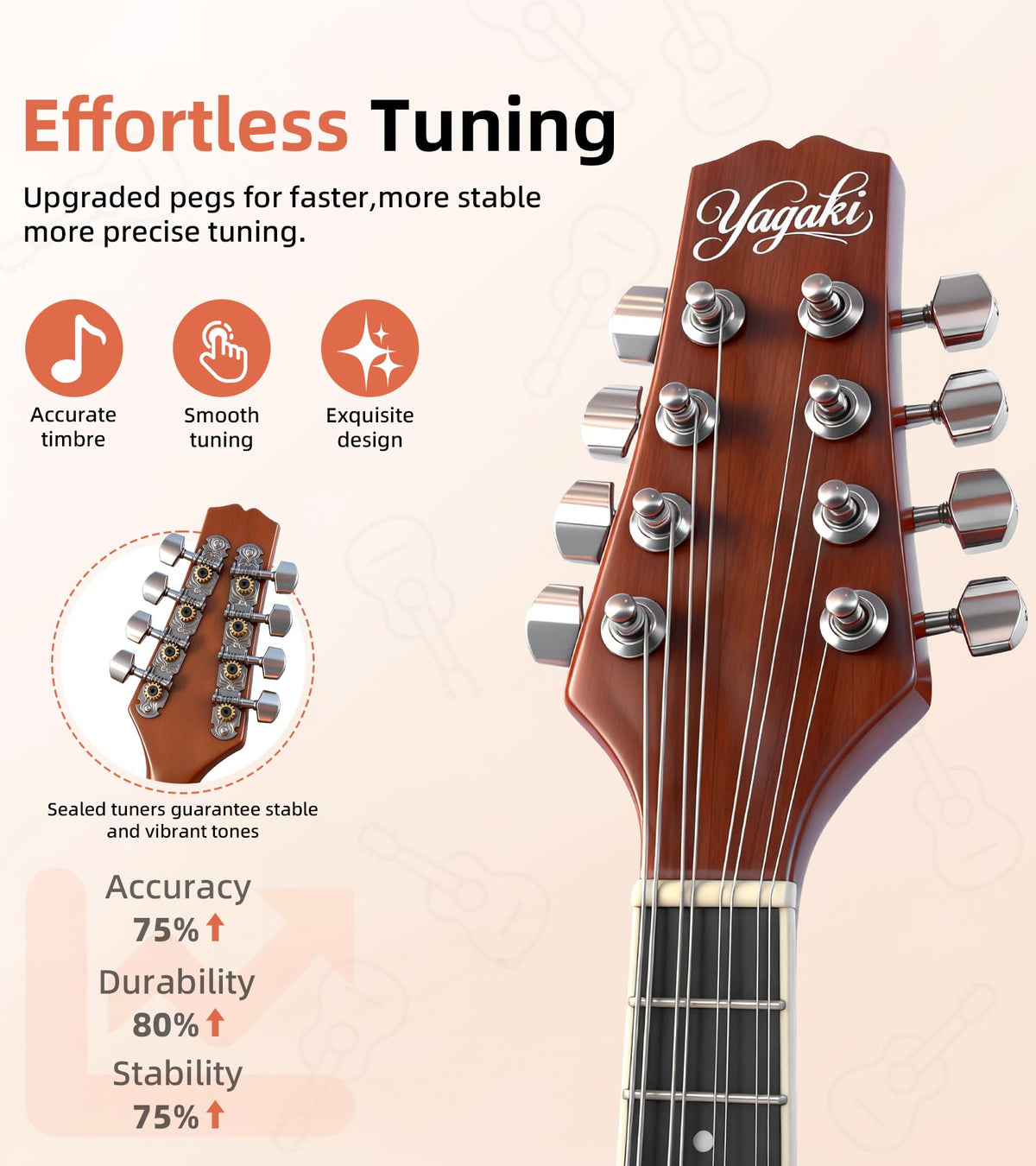 Sunburst Glossy 8 String A Style Acoustic Mandolin W9304