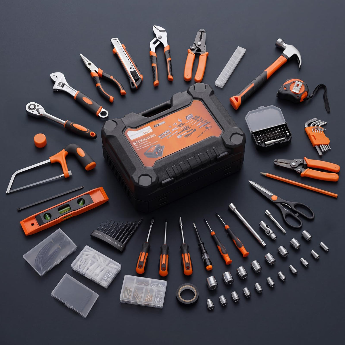 330 Piece Carbon & Cr-V Steel Home Repair Tool Kit C166