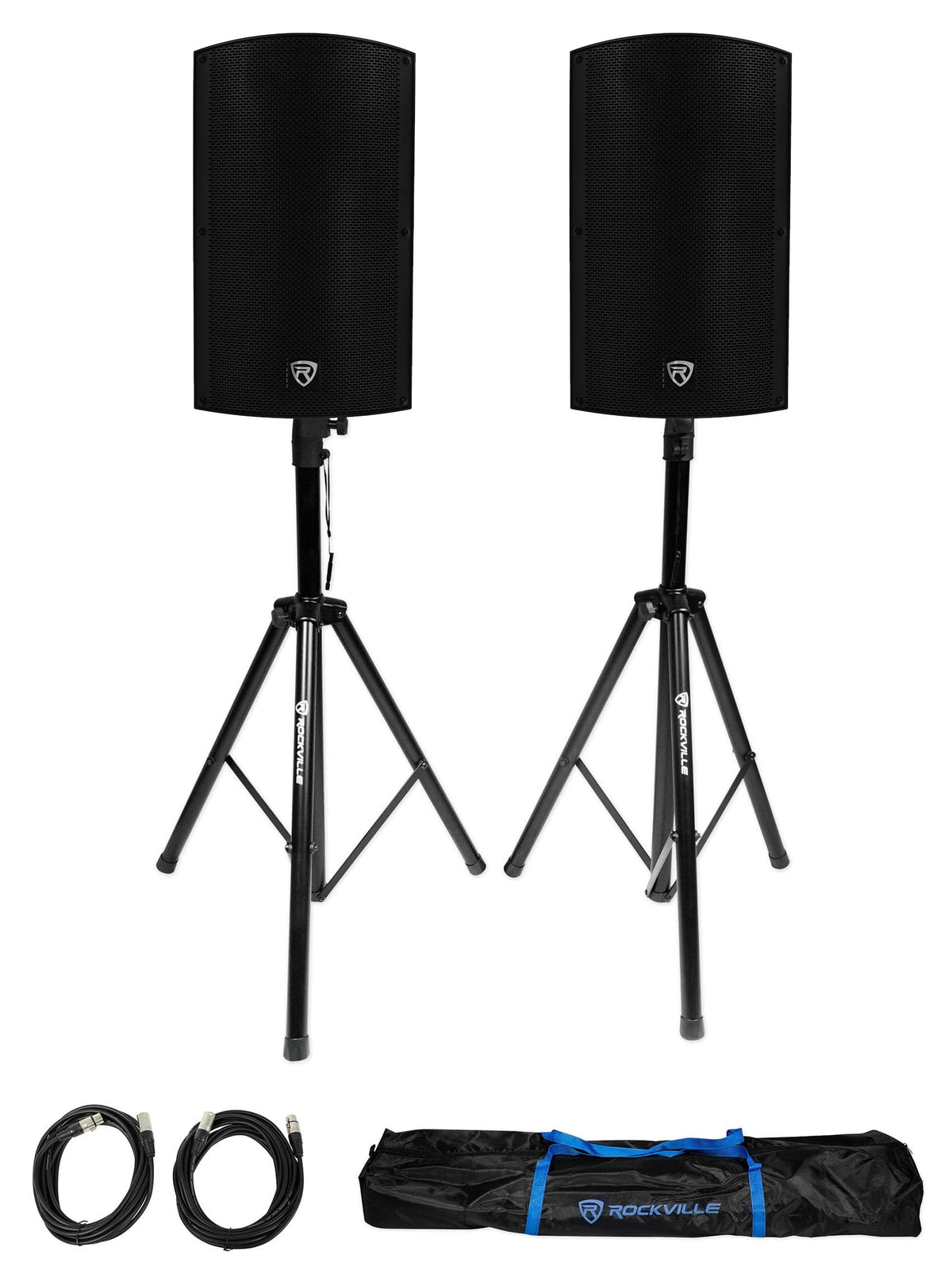 15" 2000W Powered DJ PA Speaker Pair with Stands U291392