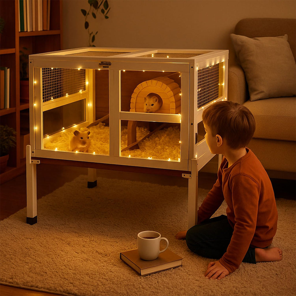 2-Story Wooden Small Animal Cage with Stand D86158