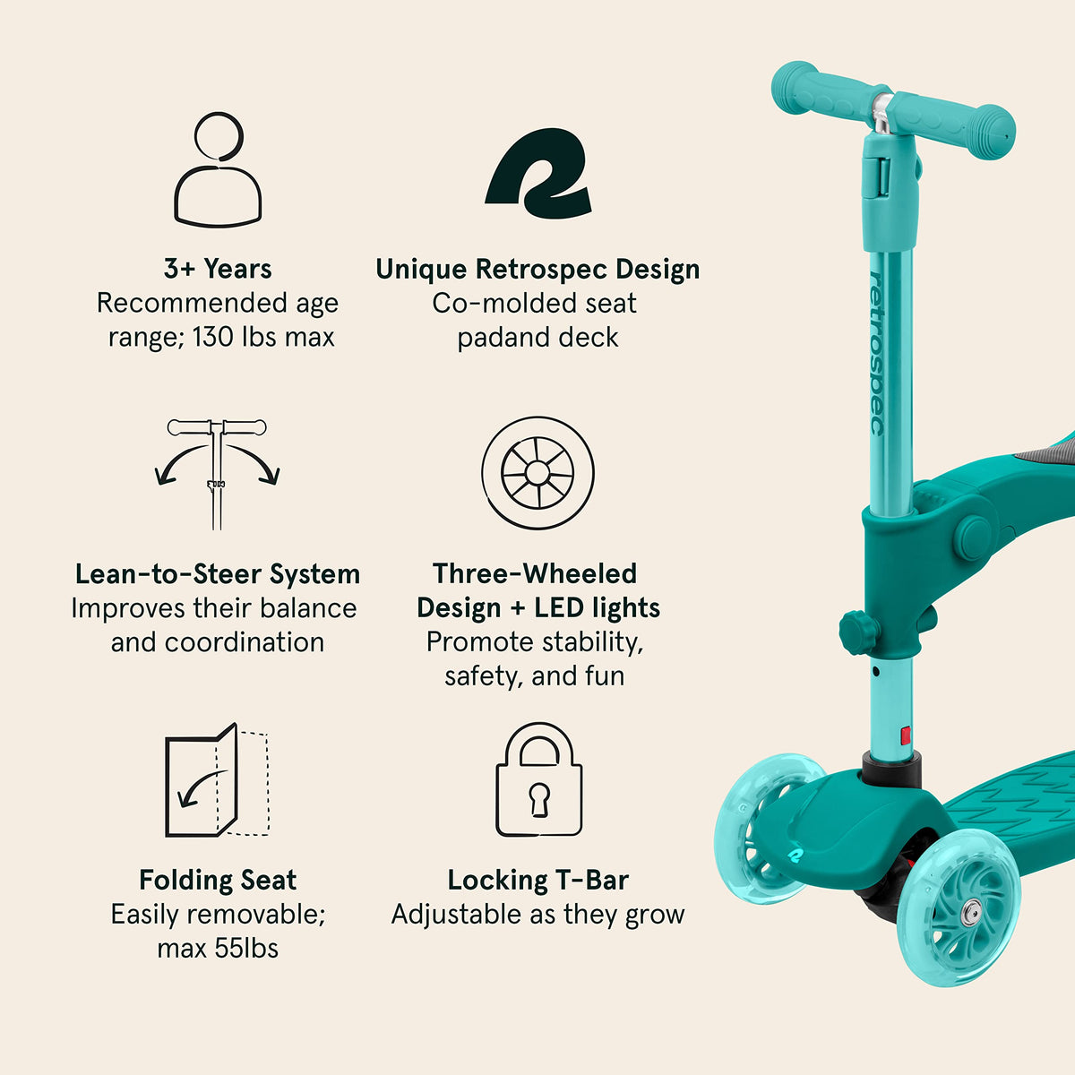 Height Adjustable 3 Wheel Kids' Kick Scooter G167292